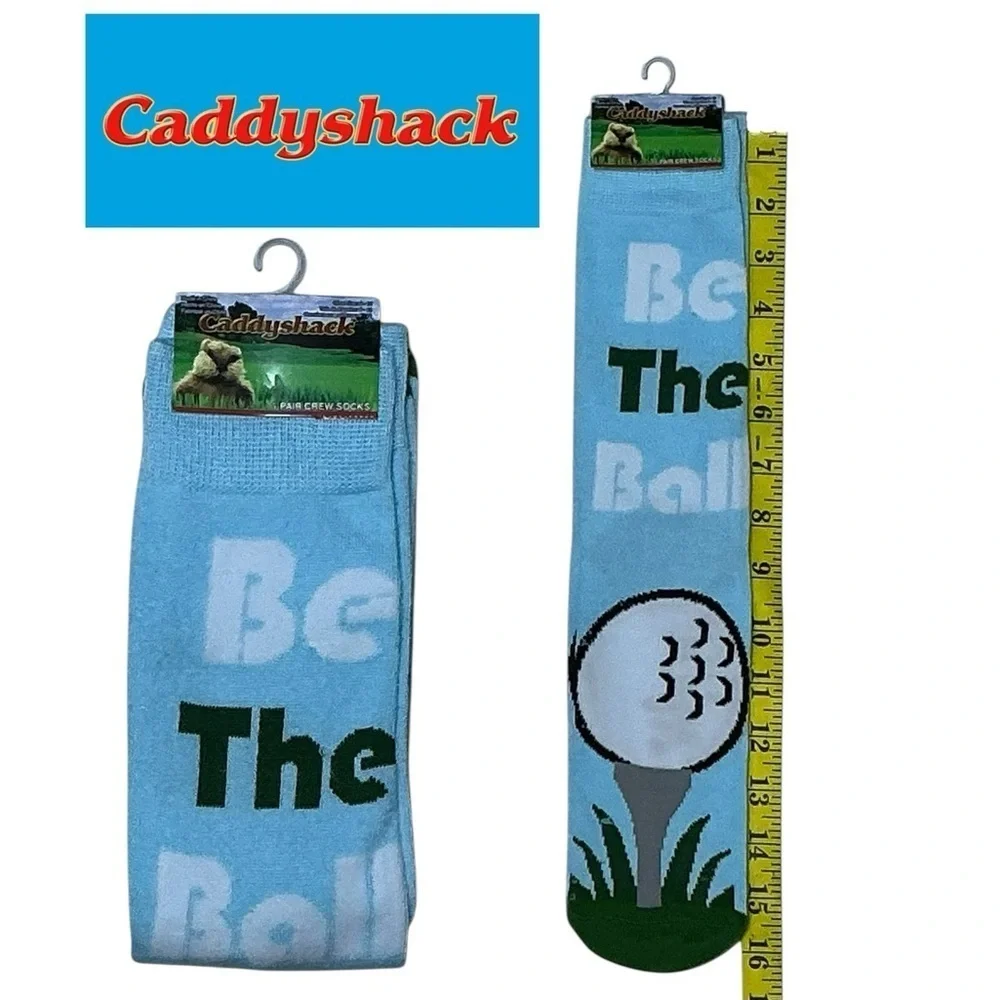 Caddy Shack Movie Golf Novelty Crew Socks Unisex Women 7-13 Men 6-12 Blue NWT